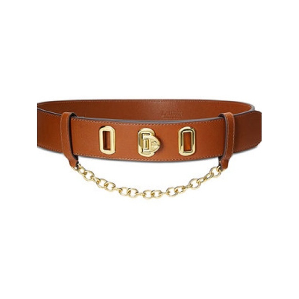 Lauren Ralph Lauren Flip Lock Chain Detail Belt in Brown Size Medium NWT